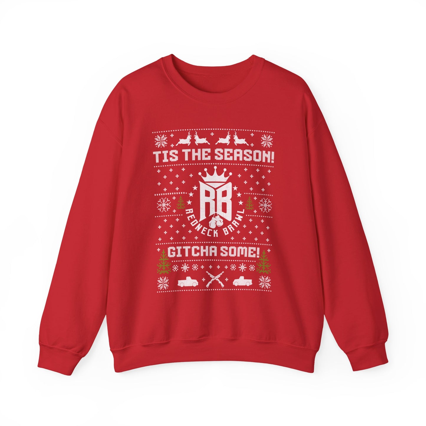 Redneck Brawl Ugly Christmas Sweatshirt - TIS THE SEASON, GITCHA SOME!